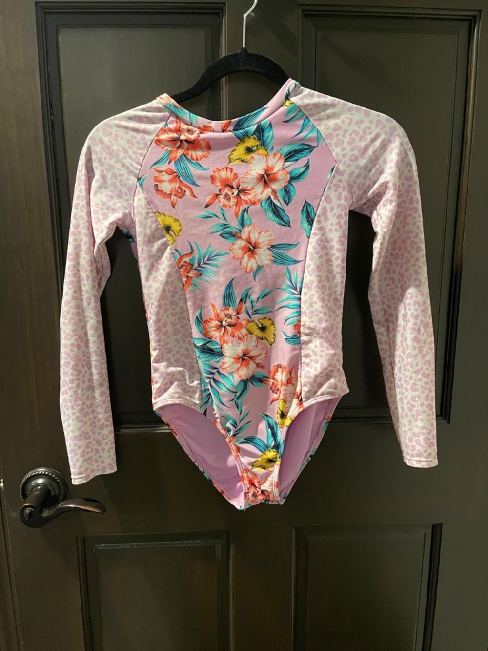Kids Long-Sleeve Floral Rash Guard Swimsuit - Pink